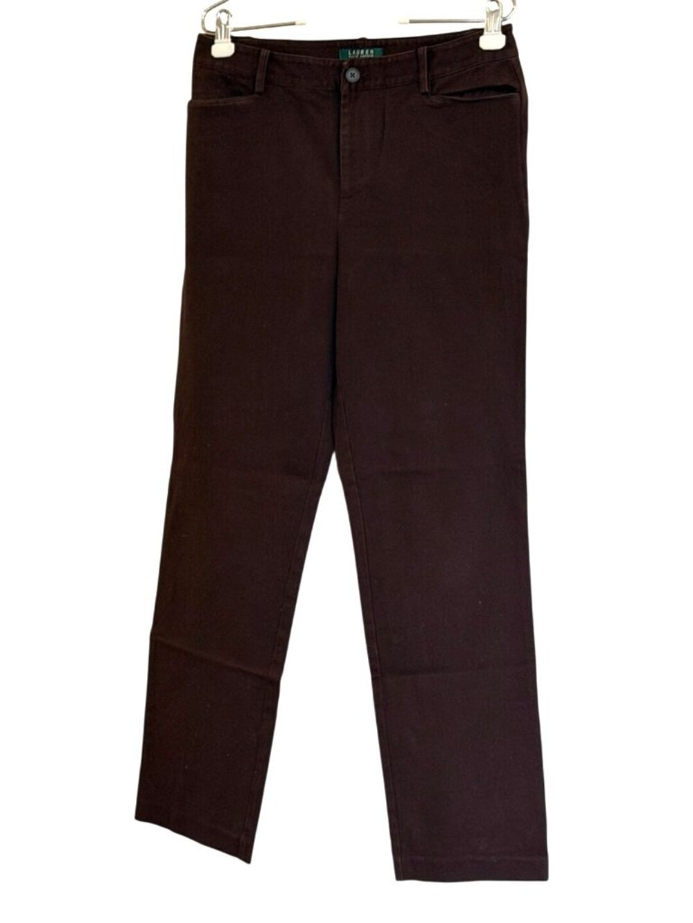 Lauren Ralph Lauren Women's Twill Pants Brown Straight Size 8